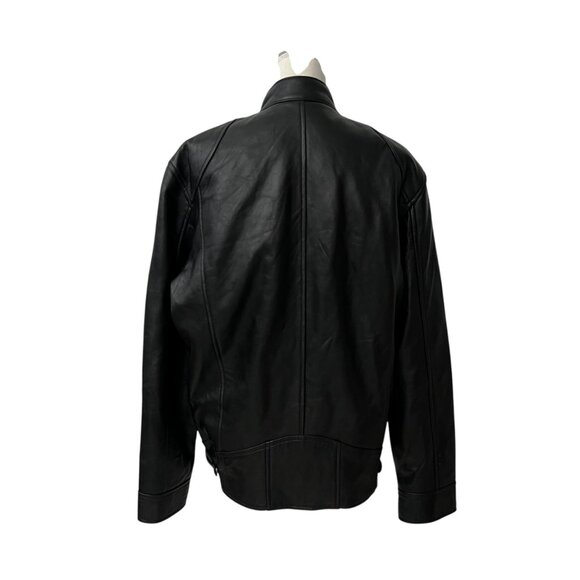 The Leather Factory Women's Black Leather Bomber Moto‎ Jacket Size Large - Picture 4 of 11
